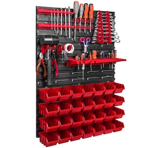 Panou depozitare scule, Botle, 28 Rosu Compartimente, 576 x 780 mm, Rosu + Negru