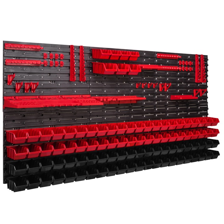 Панел за съхранение на инструменти Botle, 75 отделения, 1728 x 780 mm, Червен/Черен