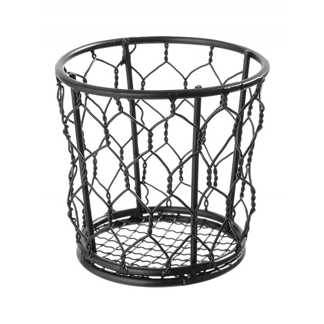 Cos servire din sarma, pentru servire snacks, Hendi, 100x(h)90 mm, Negru