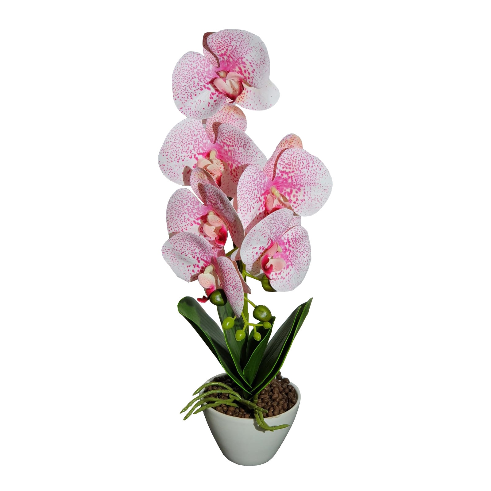 recommend Twinkle Blink Orhidee Artificiala, o Tija, Alb cu Roz, Ghiveci din Ceramica, 51x12 cm -  eMAG.ro