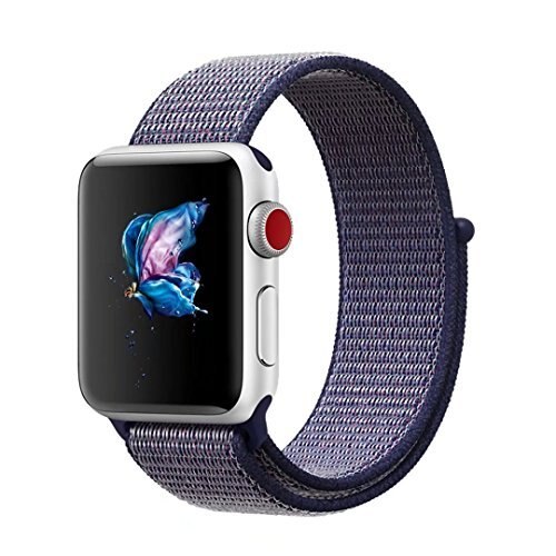 Curea material textil Nylon, Compatibila cu Apple Watch 1/2/3/4,5,6 Bratara Sport cu Arici, 44mm, Albastru