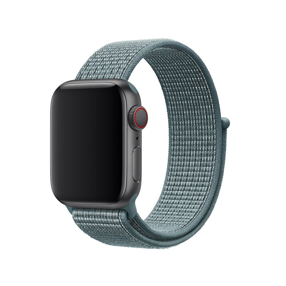Curea material textil Nylon, Compatibila cu Apple Watch 1/2/3/4,5,6 Bratara Sport cu Arici, 44 mm, Dark Green