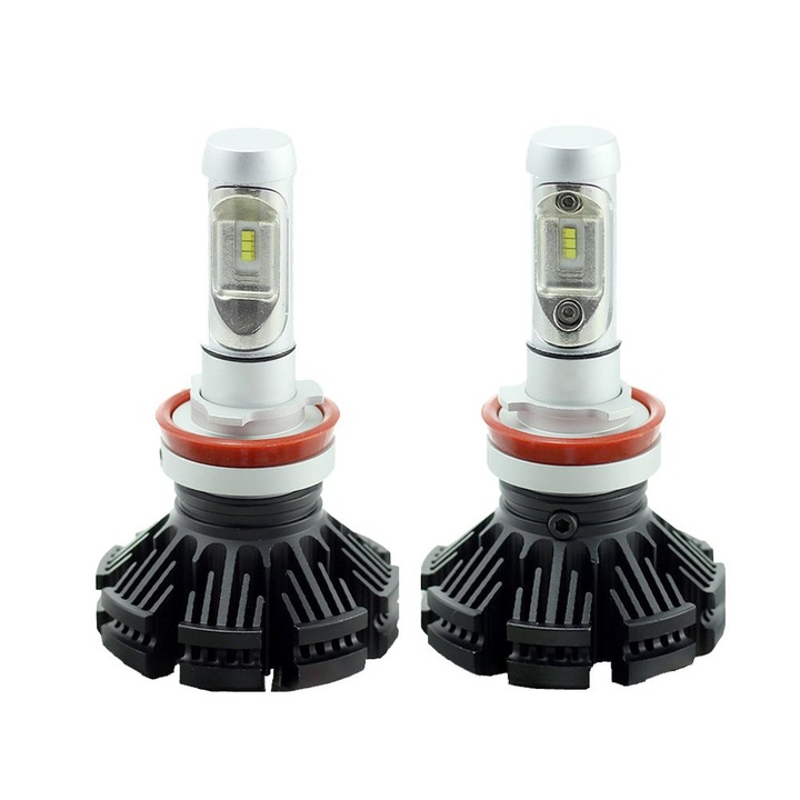 Set 2 Becuri Auto LED H11 pentru Faruri, 12-24V, 4000 Lumeni Super White, Utilizare Off-Road