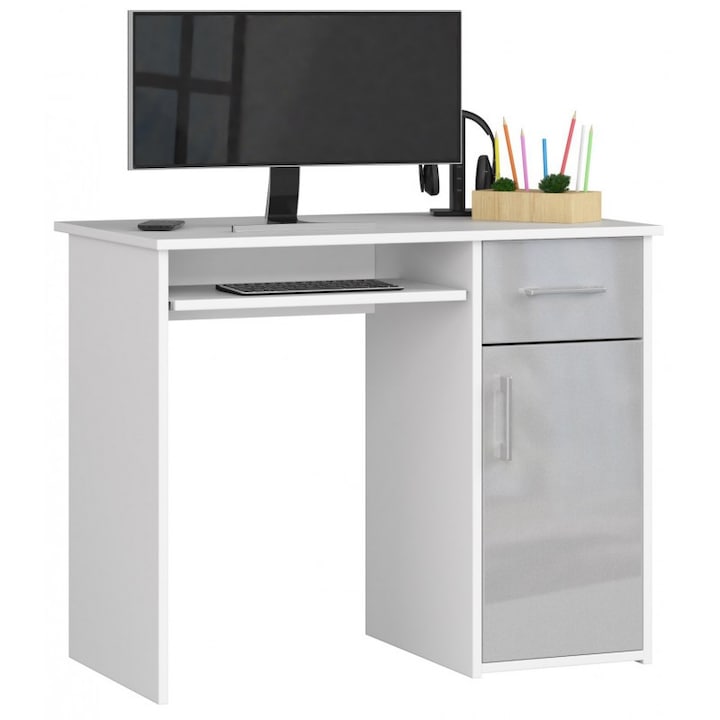 Sanabo PIN íróasztal, fehér, fémes
