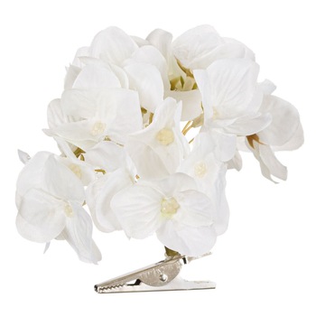 Hortensie artificiala alba cu clips, Lioness, 8 cm Hortensie artificiala alba cu clips, Lioness, 8 cm