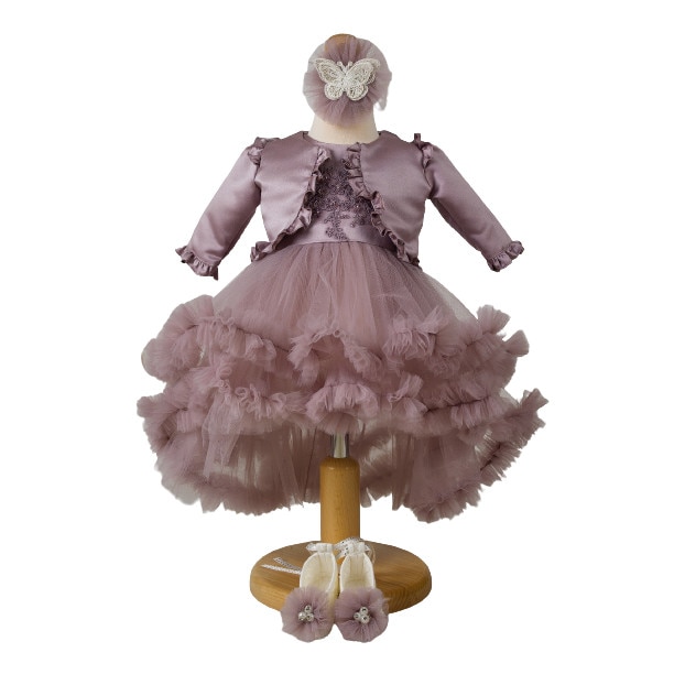 Set Botez Lempika Bebe Jacqeuline, 4 piese, 0-3luni, 62cm