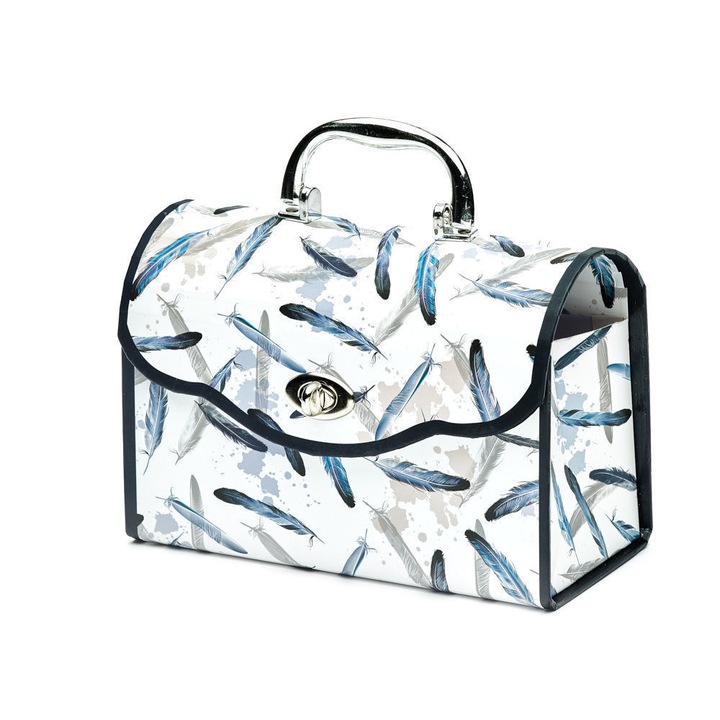 Чанта с метална дръжка модел перо Createur, 21 × 10 × 15 см, Многоцветен