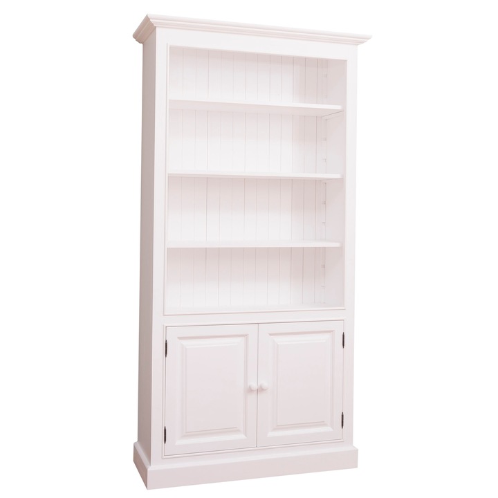 Biblioteca Szel-Mob cu 2 usi, culoare alb, vopsit, 100% lemn masiv, 210x110x39 cm