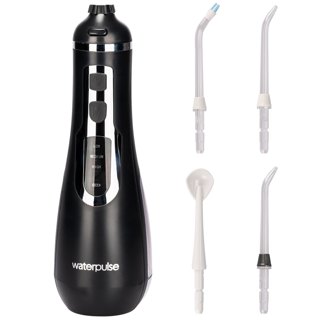 Irigator oral profesional pentru dus bucal, fara fir, 3 trepte de presiune, 200ml, Negru