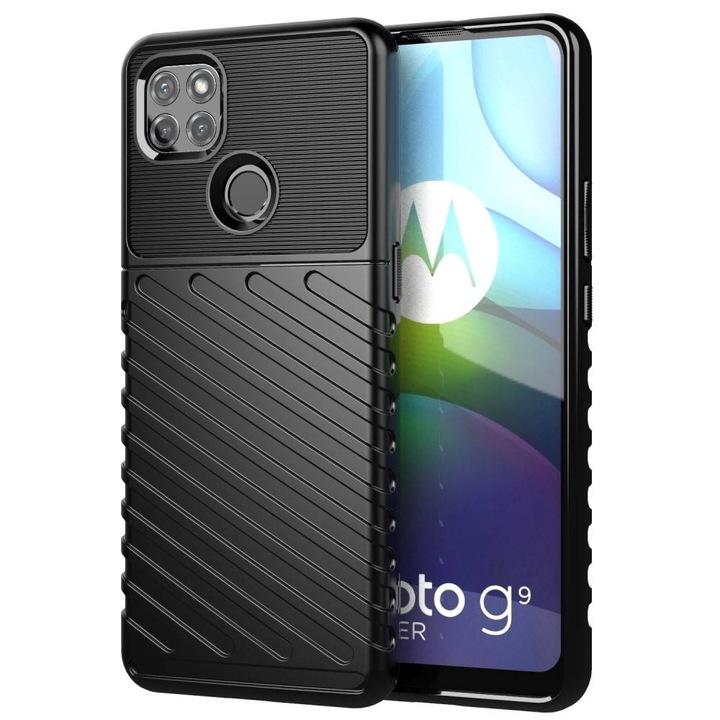 Smart Védőtok, Szilikon, Motorola Moto G9 Power készülék kompatibilis, Armored Thunder, fekete
