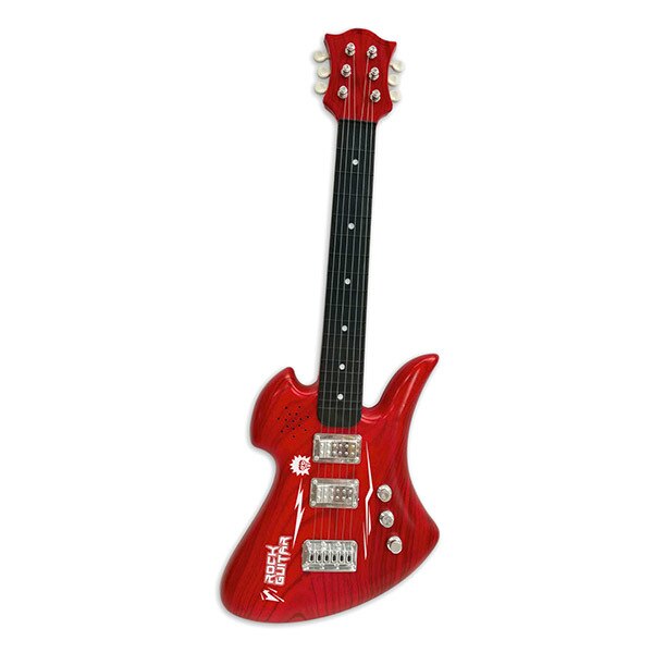 Chitara Electrica visinie rock pentru copii, model unisex, 63 cm , are 6 corzi metalice, are sunet rock si este capabila sa cante 8 melodii demo, ATS