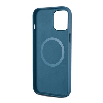 Husa pentru iPhone 12 Pro Max, cu Magsafe, din piele naturala, protectie full body, iCarer Original, Albastru verzui