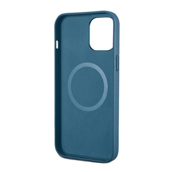 Husa pentru iPhone 12 Mini, cu Magsafe, din piele naturala, protectie full body, iCarer Original, Albastru verzui