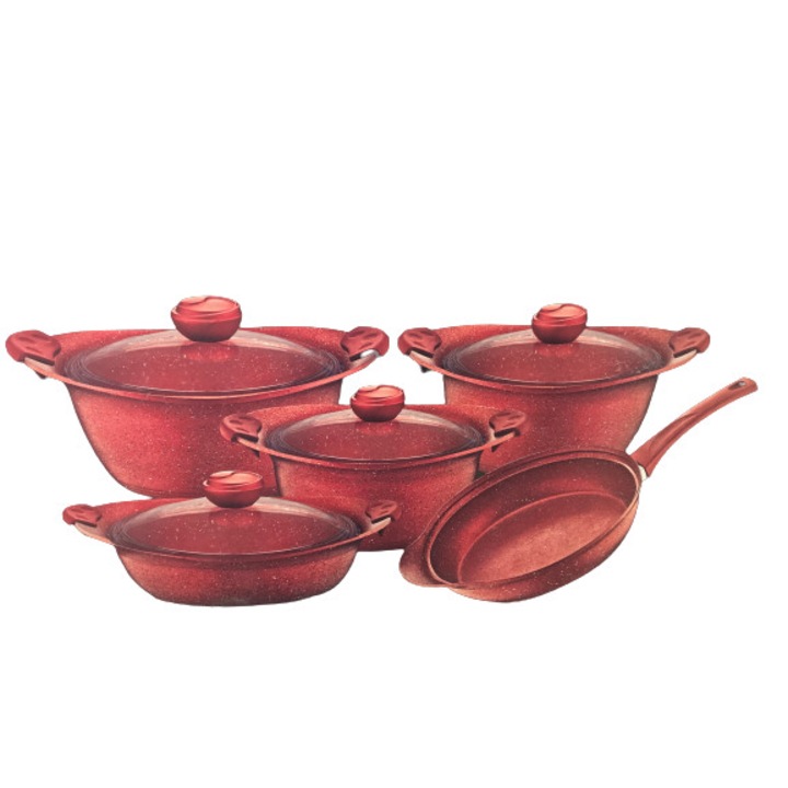 Set oale 9 piese OMS-Granite, aluminiu, rosu