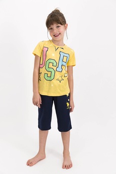 U.S. Polo Assn., Pijama cu imprimeu, galben, bleumarin inchis, verde U.S. Polo Assn., Pijama cu imprimeu, galben, bleumarin inchis, verde