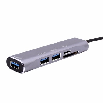 Hub USB Techone® UCard 3P, 3 porturi, viteza 3.0, cititor carduri TF/SD, alimentare Type C, aluminiu, argintiu Hub USB Techone® UCard 3P, 3 porturi, viteza 3.0, cititor carduri TF/SD, alimentare Type C, aluminiu, argintiu