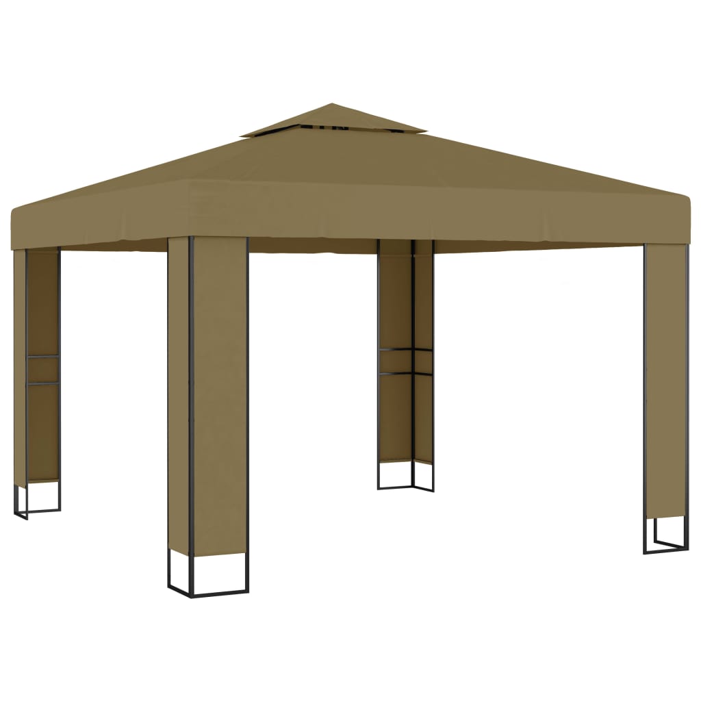 Pavilion cu acoperis dublu, vidaXL, Tesatura, 3 x 3 m, Taupe