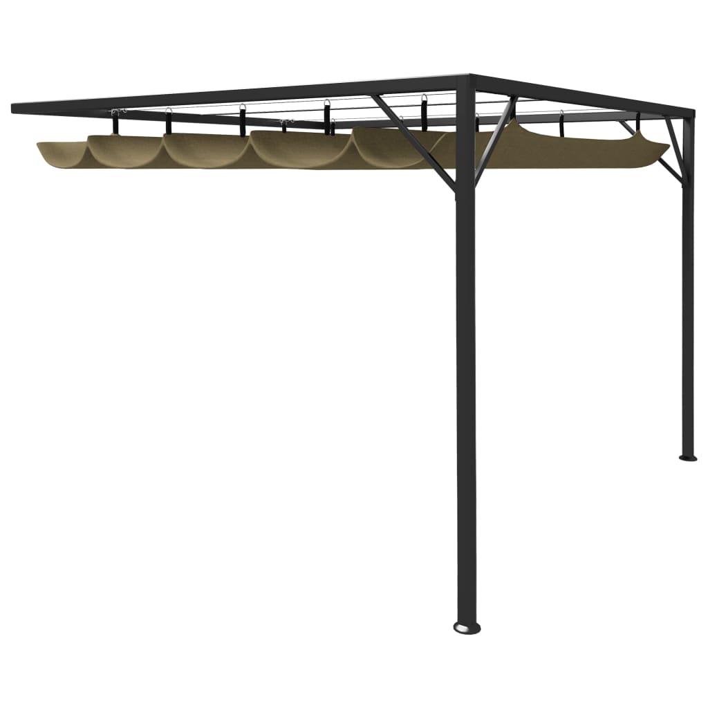 Pavilion de perete pentru gradina, vidaXL, Tesatura, 3 x 3 m, Taupe