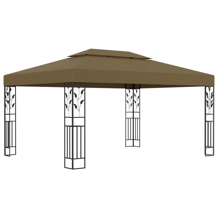 Pavilion cu acoperis dublu vidaXL, gri taupe, 3 x 4 m, 180 g/m², 26.9 kg