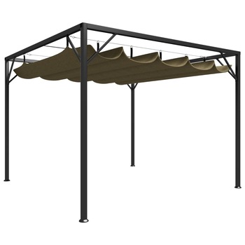 Pavilion de gradina cu acoperis retractabil, vidaXL, Tesatura, 3 x 3 m, Taupe Pavilion de gradina cu acoperis retractabil, vidaXL, Tesatura, 3 x 3 m, Taupe