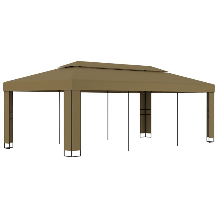 Pavilion cu acoperis dublu vidaXL, gri taupe, 3 x 6 m, 180 g/m², 33.45 kg