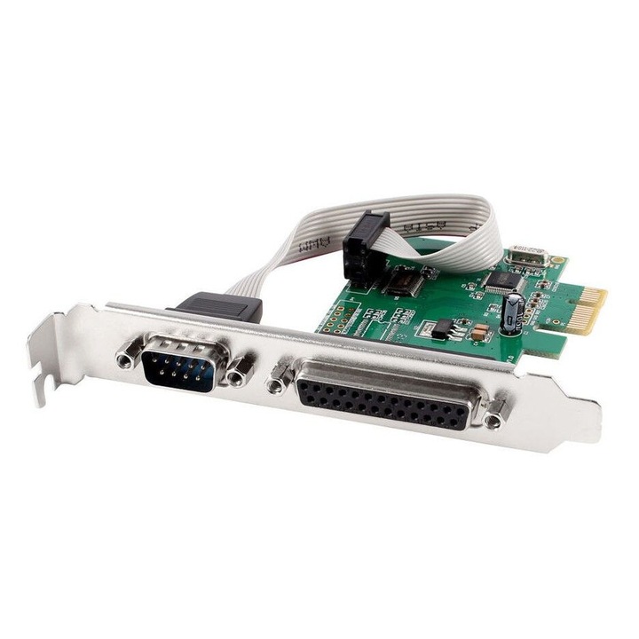 Gembird PEX-COMLPT-01 COM serial port + LPT port PCI-Express add-on card, with extra low-profile bracket, 159614, Bővítőkártya