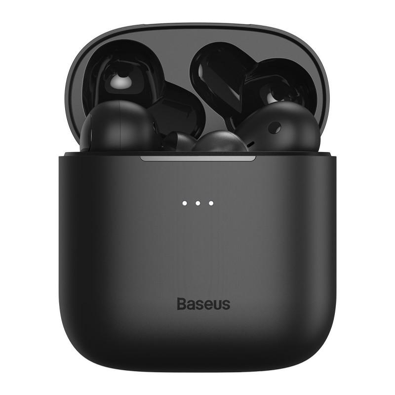 Casti bluetooth wireless Baseus Encok W06 TWS, Bluetooth 5.0, aptX, Incarcare Wireless, USB-C, IP55, 400 mAh, Negru
