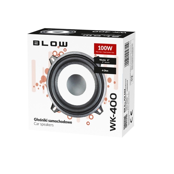 Автомобилен високоговорител BLOW WK-400, 100 mm, 4 ohm, 40 W