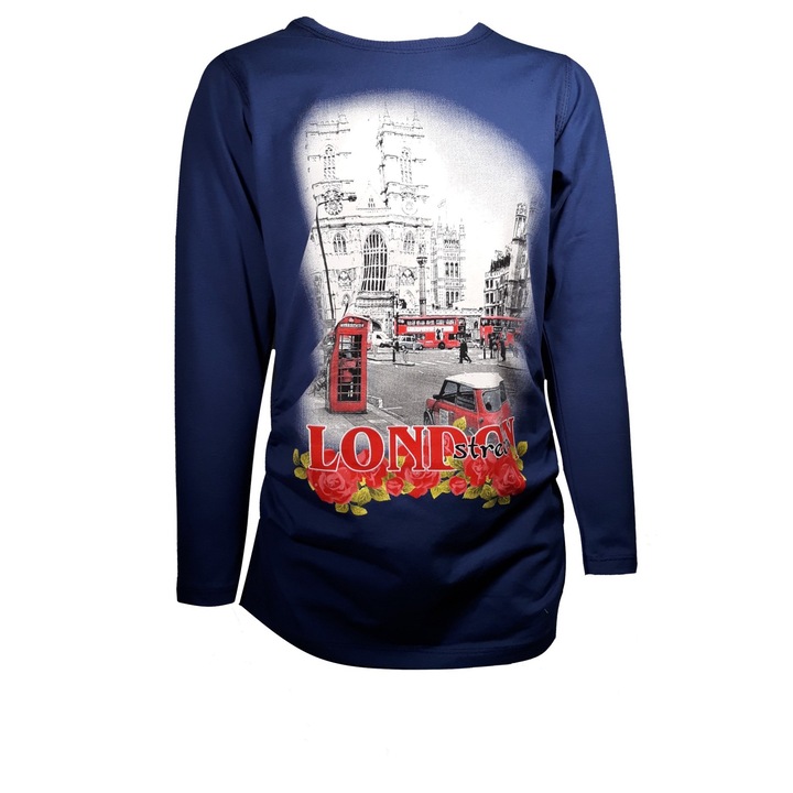 Bluza fete, albastru inchis melange