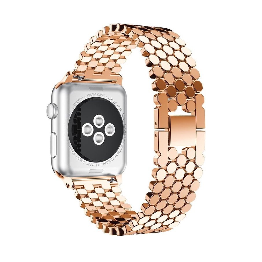 Curea Metalica Zale Tip Fagure, Compatibila cu Apple Watch 1/2/3/4/5/6, Rose Pink, 40 mm