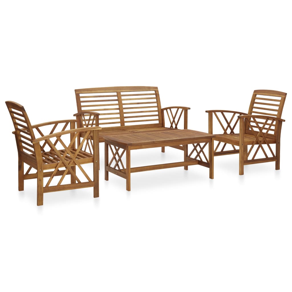 Set mobilier de exterior cu 3 fotolii si 1 masa, vidaXL, Lemn, 43 x 102 x 50 cm, Maro