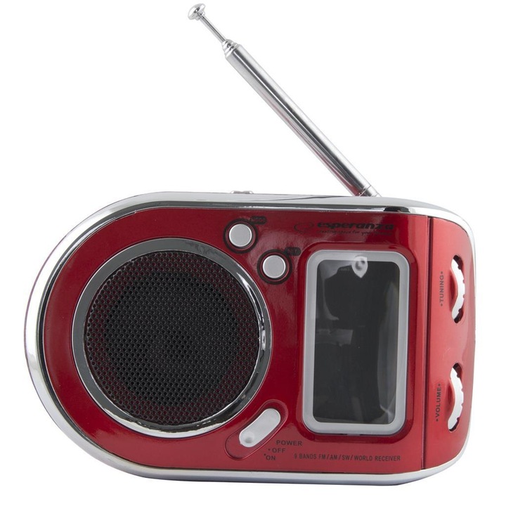 Esperanza PARROT rádió, órával, piros
