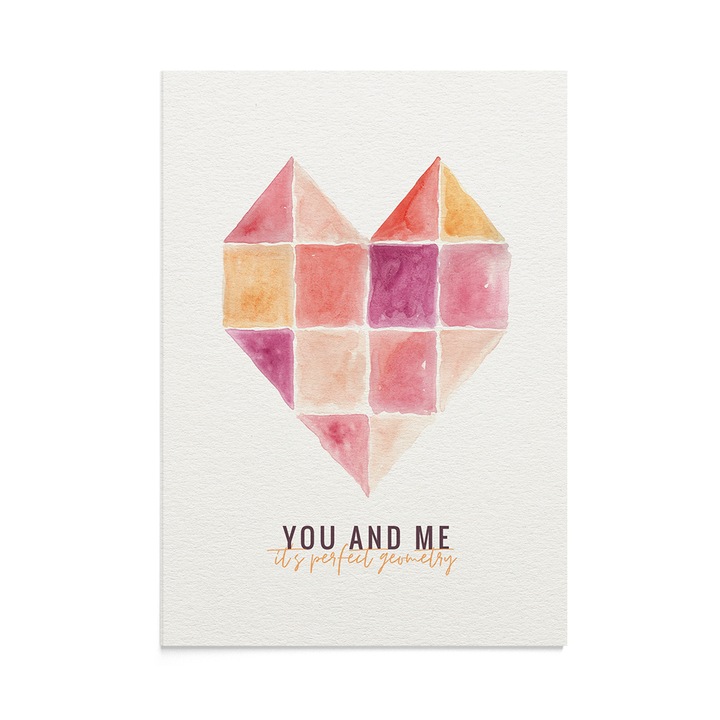 Felicitare Valentine's Perfect Geometry, Zizula Cards, Roz, 105 x 150 mm