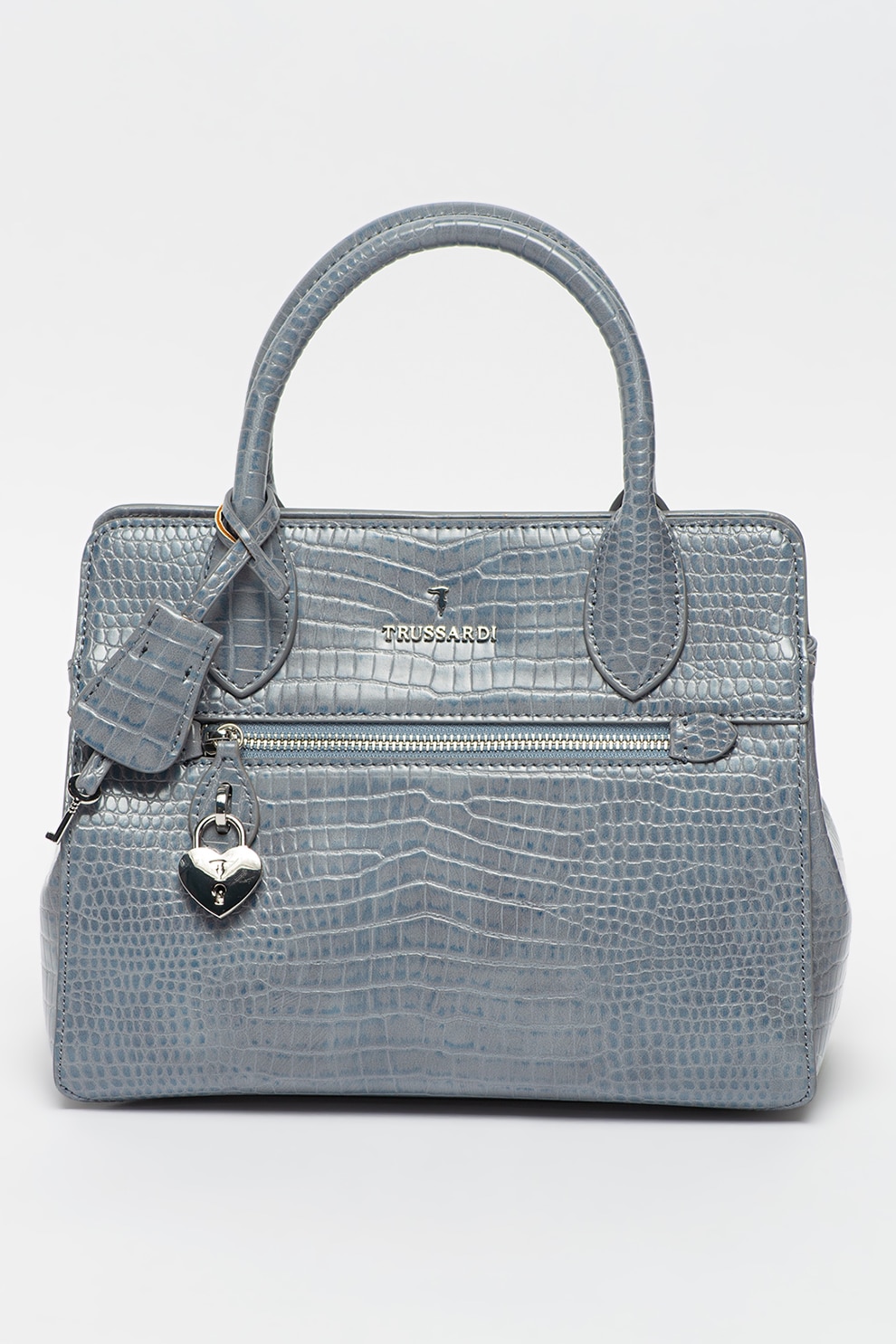 Trussardi, Geanta tote de piele ecologica Lily, Albastru lavanda