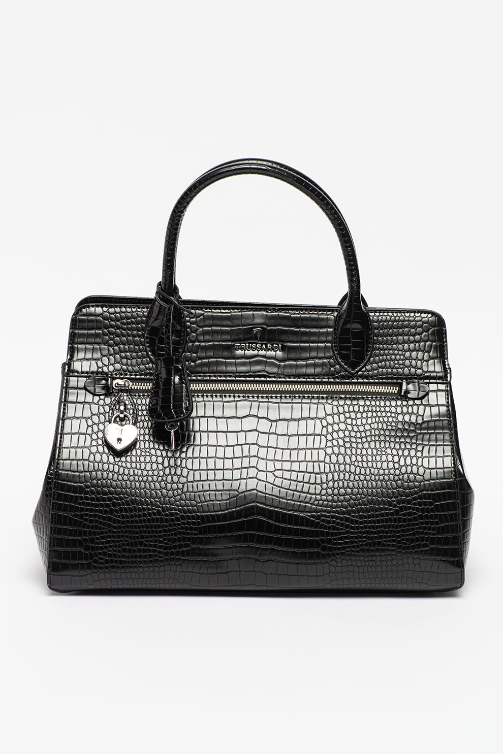 Trussardi, Geanta de piele ecologica cu model reptila Lily, Negru