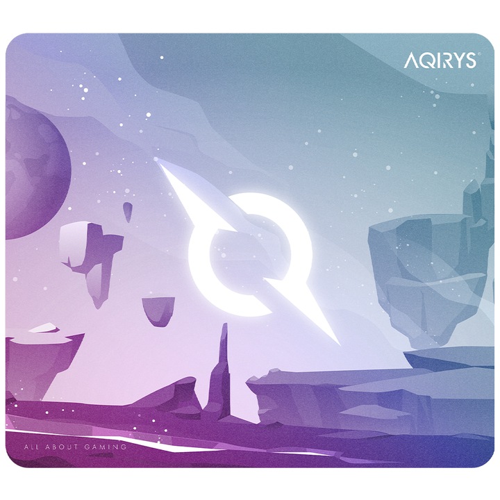 Mousepad Gaming GRAVITY Medium, AQIRYS, Suprafață din Microfibră, Bază Antiderapantă, Rezistent la Apă, Compatibil cu Toate Tipurile de mouse
