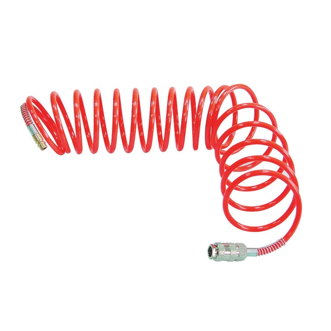 Furtun pneumatic de aer Mega, spiralat, lungime 10m, rosu