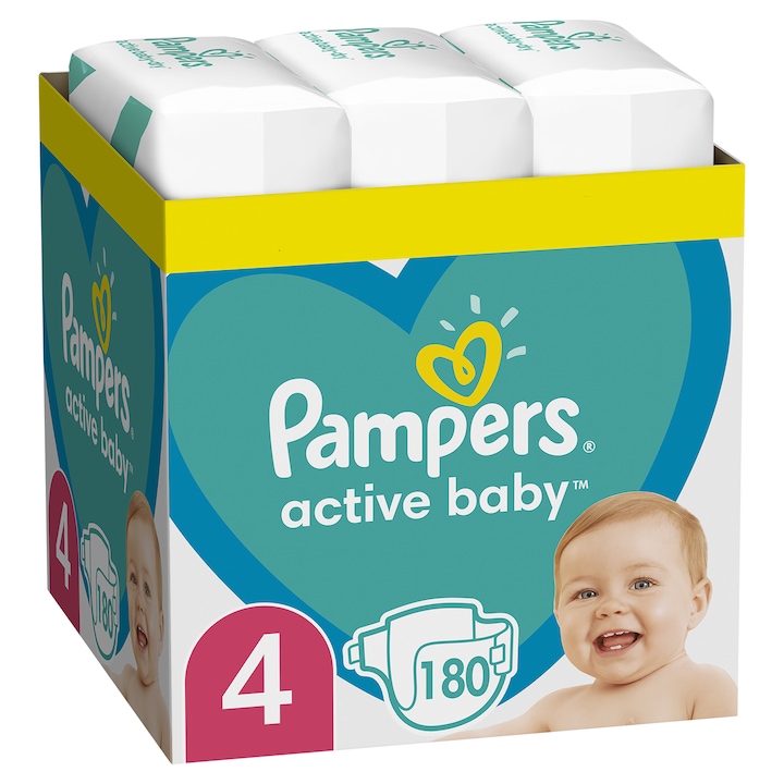 Пелени Pampers Active Baby XXL BOX, Размер 4, 9-14 кг, 180 броя
