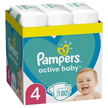 Scutece Pampers Active Baby XXL BOX, Marimea 4, 9 -14 kg, 180 buc Scutece Pampers Active Baby XXL BOX, Marimea 4, 9 -14 kg, 180 buc