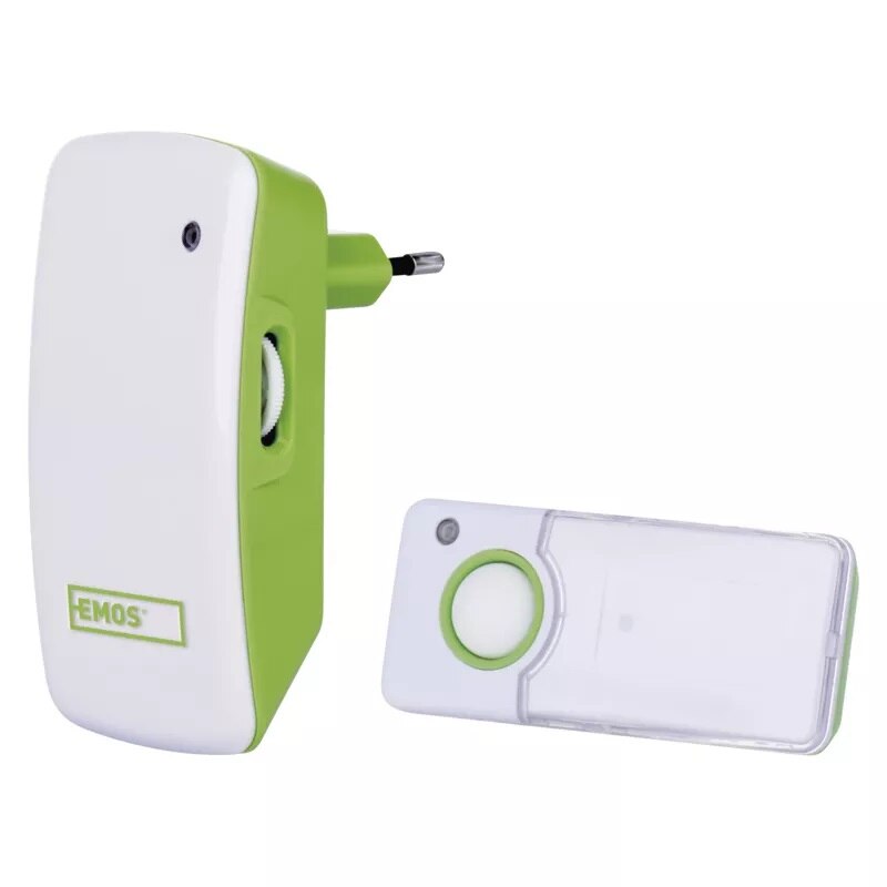 Sonerie wireless Emos AC P5740, 230V AC, 3 tonuri, volum reglabil, 85 dB, 100 m, Verde