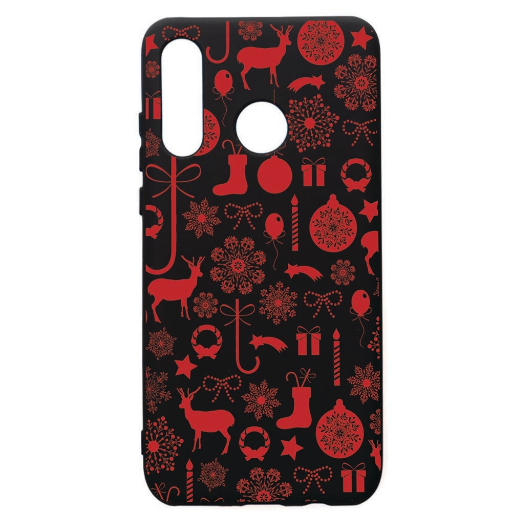 Husa de protectie Huawei P30 Lite, Christmas Pattern, silicon, cu interiorul din material textil, protectie camera, PB7