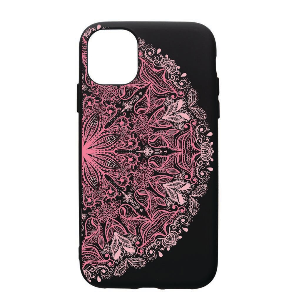 Husa de protectie Apple iPhone 12, Lace Pink, silicon, cu interiorul din material textil, protectie camera, PB21