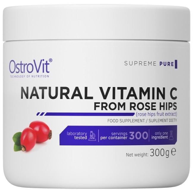 Supliment alimentar OstroVit Natural Vitamin C Powder / from Rose Hips, 300 gr