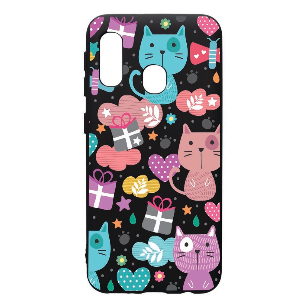 Husa de protectie Samsung Galaxy A20E, Lovely Cat, silicon, cu interiorul din material textil, protectie camera, PB41