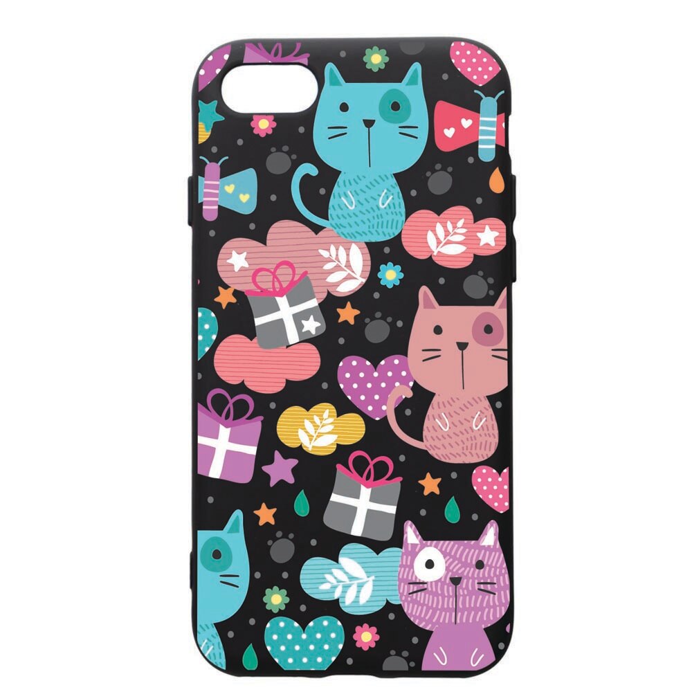 Husa de protectie Apple iPhone SE 2 / iPhone 8 / iPhone 7, Lovely Cat, silicon, cu interiorul din material textil, protectie camera, PB41