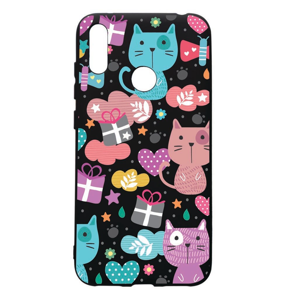 Husa de protectie Huawei Y7 2019, Lovely Cat, silicon, cu interiorul din material textil, protectie camera, PB41