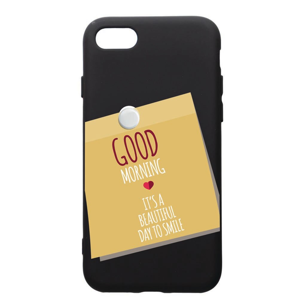 Husa de protectie Apple iPhone SE 2 / iPhone 8 / iPhone 7, Sticker Good Morning, silicon, cu interiorul din material textil, protectie camera, PB48