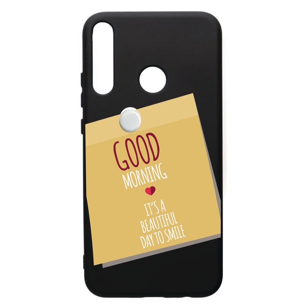 Husa de protectie Huawei P40 Lite E / Y7p, Sticker Good Morning, silicon, cu interiorul din material textil, protectie camera, PB48