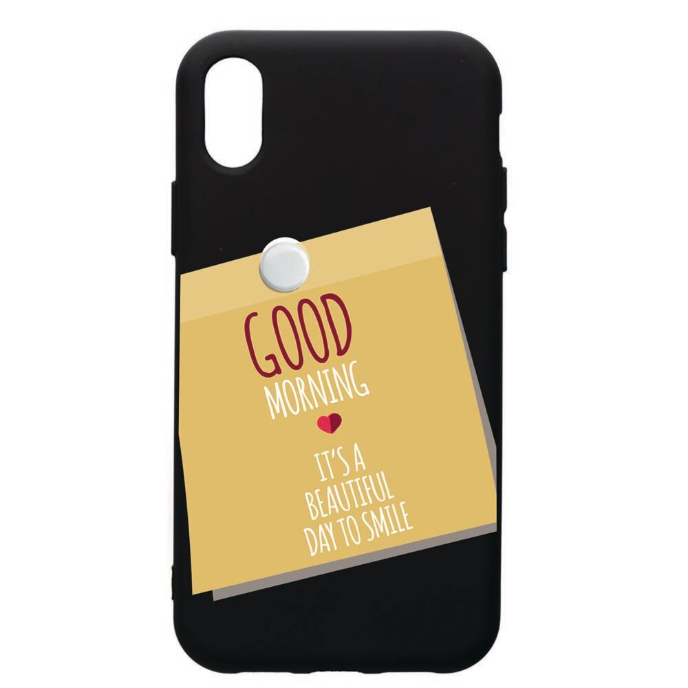 Husa de protectie Samsung Galaxy A10, Sticker Good Morning, silicon, cu interiorul din material textil, protectie camera, PB48