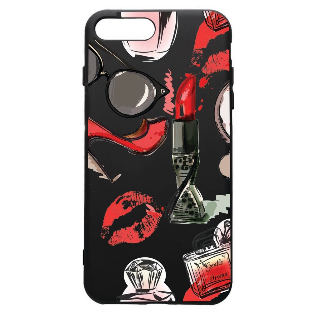 Husa de protectie Apple iPhone 8 Plus / iPhone 7 Plus, Fashion, silicon, cu interiorul din material textil, protectie camera, PB54